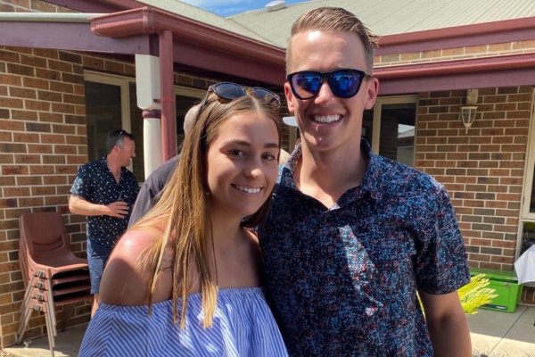 Marnie Wills with her partner pre Hodgkin's lymphoma diagnosis